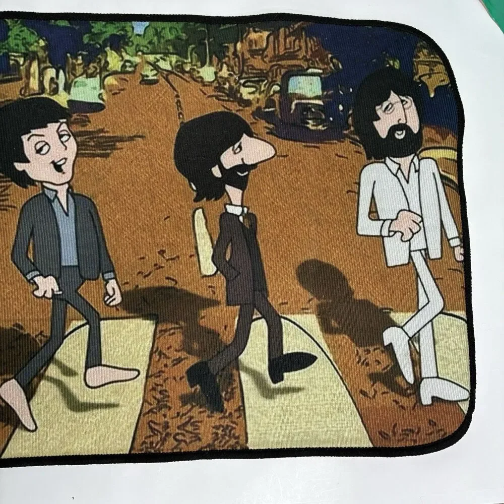 Cartoon Beatles Abbey Road Multicolor Rectangle Door Mat Music Theme